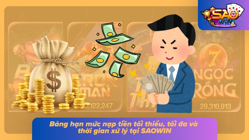 Nạp Tiền SAOWIN - Hướng Dẫn Chi Tiết Từ A - Z Và Lưu Ý 6 Bảng biểu số hạn mức tối thiểu, tối đa